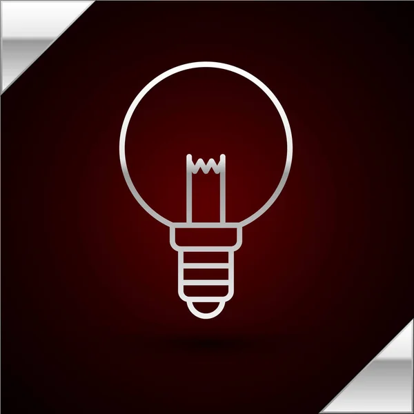 Silberne Linie Glühbirne mit Konzept der Idee Symbol isoliert auf dunkelrotem Hintergrund. Energie und Ideensymbol. Inspirationskonzept. Vektorillustration — Stockvektor