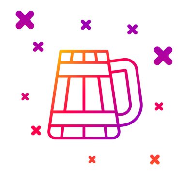 Renkli ahşap bira bardağı simgesi beyaz arka planda izole edilmiş. Kademeli rastgele dinamik şekiller. Vektör İllüstrasyonu