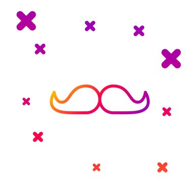 Beyaz arkaplanda renk çizgisi Bıyık simgesi izole edildi. Berber dükkanı sembolü. Yüz kılı stili. Kademeli rastgele dinamik şekiller. Vektör İllüstrasyonu