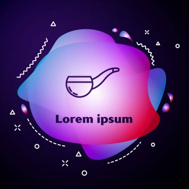 Mor çizgili sigara içme piposu mavi arka planda izole edilmiş. Tütün piposu. Sıvı şekilli soyut pankart. Vektör İllüstrasyonu