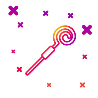 Beyaz arkaplanda renk çizgisi yürüyen çubuk simgesi izole edildi. Aziz Patrick gününüz kutlu olsun. Kademeli rastgele dinamik şekiller. Vektör İllüstrasyonu