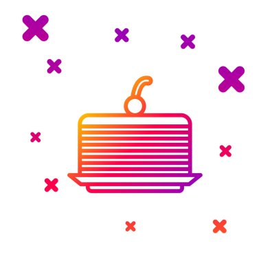 Beyaz arkaplanda renk çizgisi Kek simgesi izole edildi. Doğum günün kutlu olsun. Kademeli rastgele dinamik şekiller. Vektör İllüstrasyonu