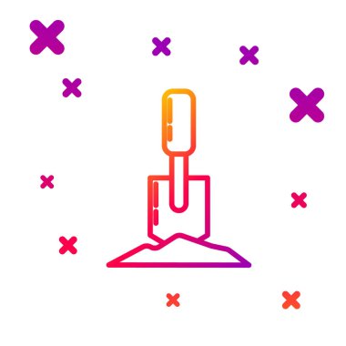 Yer ikonundaki renk çizgisi küreği beyaz arkaplanda izole edilmiş. Bahçe aletleri. Bahçecilik, tarım, çiftçilik aleti. Kademeli rastgele dinamik şekiller. Vektör İllüstrasyonu