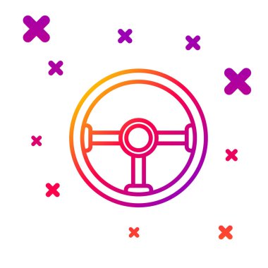 Renkli direksiyon simgesi beyaz arkaplanda izole edildi. Araba tekeri ikonu. Kademeli rastgele dinamik şekiller. Vektör İllüstrasyonu