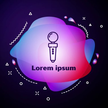 Oyun makinesi simgesi için mor çizgili Joystick mavi arkaplanda izole edilmiş. Joystick oyun alanı. Sıvı şekilli soyut pankart. Vektör İllüstrasyonu