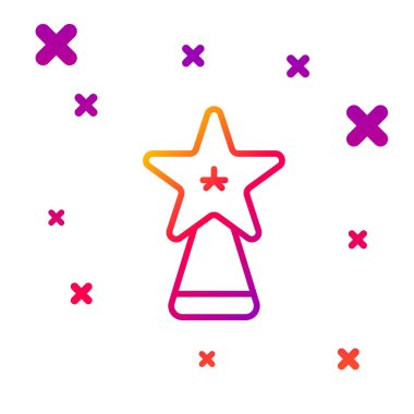 Beyaz arka planda izole edilmiş renkli Noel yıldızı simgesi. Mutlu Noeller ve mutlu yıllar. Kademeli rastgele dinamik şekiller. Vektör İllüstrasyonu