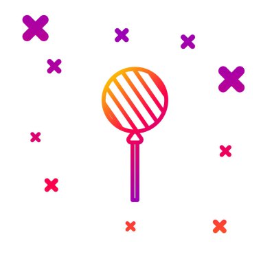 Beyaz arkaplanda renk çizgisi lolipop simgesi izole edildi. Yemek, lezzetli bir sembol. Kademeli rastgele dinamik şekiller. Vektör İllüstrasyonu