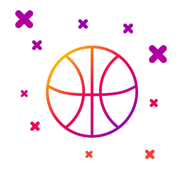 Χρώμα γραμμή Μπάσκετ εικονίδιο μπάλα απομονώνονται σε λευκό φόντο. Αθλητικό σύμβολο. Βαθμιδωτά τυχαία δυναμικά σχήματα. Εικονογράφηση διανύσματος — Διανυσματικό Αρχείο