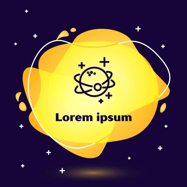 Піктограма Планети чорної лінії ізольована на синьому фоні. Абстрактний банер з рідкими формами. Векторна ілюстрація — стоковий вектор