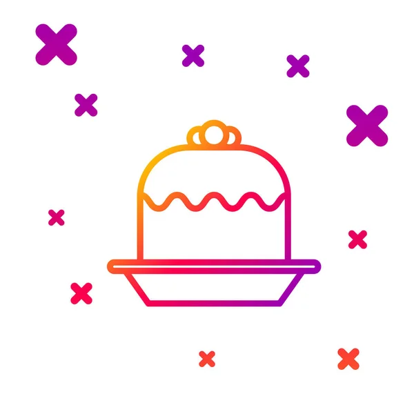 Kleurlijn Cake pictogram geïsoleerd op witte achtergrond. Gefeliciteerd met je verjaardag. Gradiënt willekeurige dynamische vormen. Vector Illustratie — Stockvector