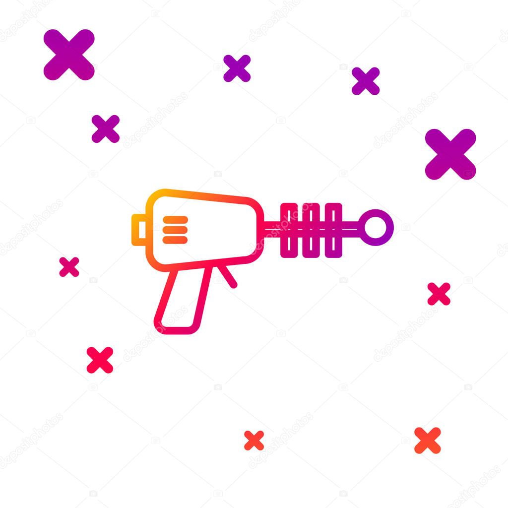 Color line Ray gun icon isolated on white background. Laser weapon. Space blaster. Gradient random dynamic shapes. Vector Illustration