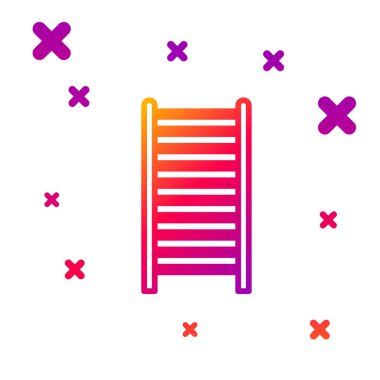 Beyaz arkaplanda renk çizgisi tahta merdiven simgesi izole edildi. Kademeli rastgele dinamik şekiller. Vektör İllüstrasyonu