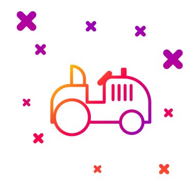 Renk çizgisi Traktör simgesi beyaz arkaplanda izole edildi. Kademeli rastgele dinamik şekiller. Vektör İllüstrasyonu