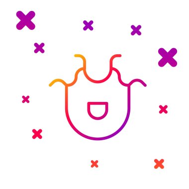 Renkli mutfak önlüğü simgesi beyaz arkaplanda izole edildi. Yemek pişirmek için şef üniforması. Kademeli rastgele dinamik şekiller. Vektör İllüstrasyonu