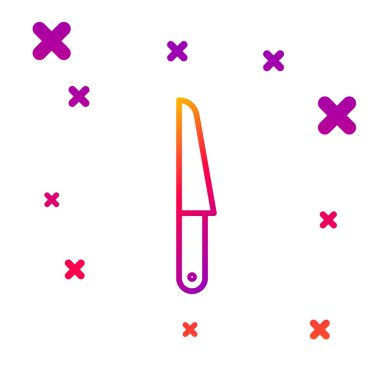 Beyaz arkaplanda renk çizgisi bıçak simgesi izole edildi. Çatal bıçak sembolü. Kademeli rastgele dinamik şekiller. Vektör İllüstrasyonu