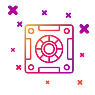 Renk çizgisi Güvenli simgesi beyaz arkaplanda izole edildi. Kapı, şifreli bir banka kasası. Güvenilir Veri Koruma. Kademeli rastgele dinamik şekiller. Vektör İllüstrasyonu