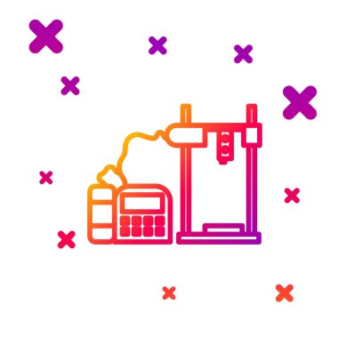 Renk çizgisi 3D yazıcı simgesi beyaz arkaplanda izole edildi. Kademeli rastgele dinamik şekiller. Vektör İllüstrasyonu