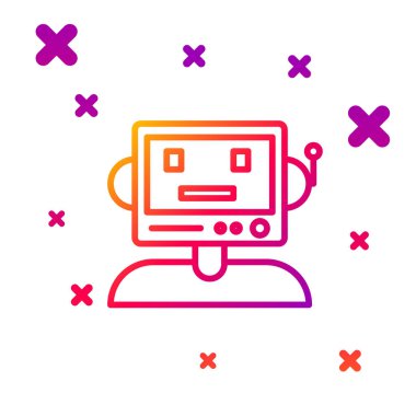 Renkli robot simgesi beyaz arkaplanda izole edildi. Kademeli rastgele dinamik şekiller. Vektör İllüstrasyonu