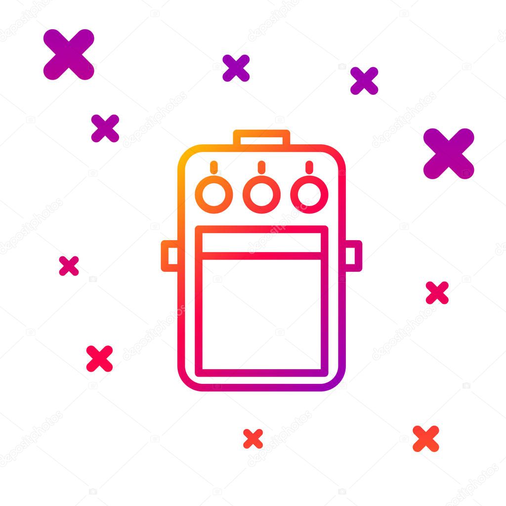 Color line Guitar pedal icon isolated on white background. Musical equipment. Gradient random dynamic shapes. Vector Illustration