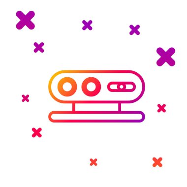 Renk çizgisi 3d tarama sistemi simgesi beyaz arkaplanda izole edildi. Kademeli rastgele dinamik şekiller. Vektör İllüstrasyonu