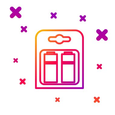 Paket simgesindeki renk çizgisi pili beyaz arkaplanda izole edildi. Şimşek sembolü. Kademeli rastgele dinamik şekiller. Vektör İllüstrasyonu