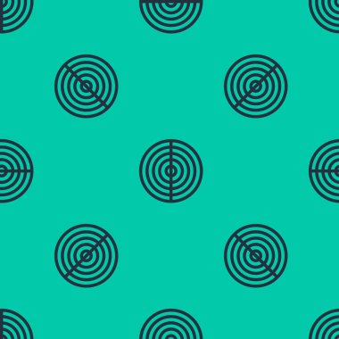 Mavi çizgi Dünya yapı ikonu yeşil arka planda izole edilmiş pürüzsüz desen. Dünya çekirdeği ve bölüm katmanlarıyla jeofizik kavramı. Vektör İllüstrasyonu