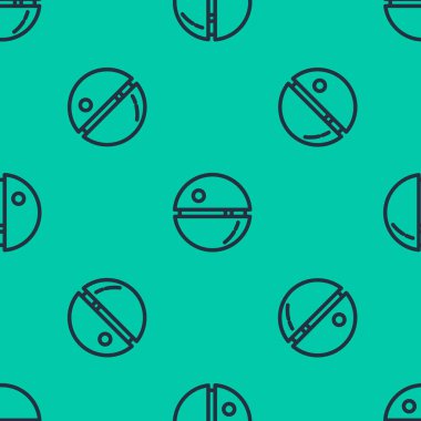 Mavi çizgi Ölüm Yıldızı ikonu yeşil arka planda kusursuz deseni izole etti. Vektör İllüstrasyonu