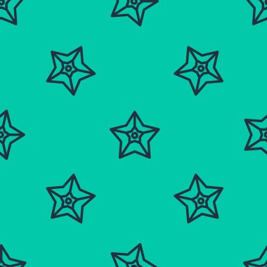 Mavi çizgi Noel yıldızı ikonu yeşil arka planda kusursuz desen izole etti. Mutlu Noeller ve mutlu yıllar. Vektör İllüstrasyonu