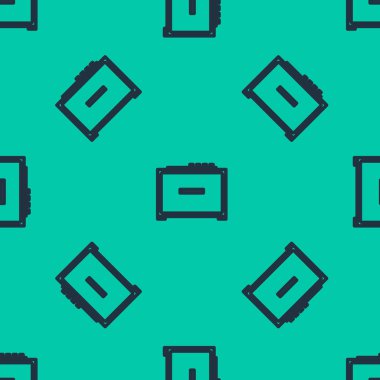 Mavi çizgi Gitar amplifikatörü simgesi yeşil arkaplandaki kusursuz deseni izole etti. Müzik aleti. Vektör İllüstrasyonu