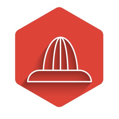 White line Citrus fruit juicer icon isolated with long shadow. Red hexagon button. Vector Illustration