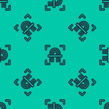 Mavi çizgi parmak izi simgesi yeşil arkaplanda izole edilmiş kusursuz desen. Kimlik uygulama simgesi. Kimlik işareti. Kimliğe dokun. Vektör İllüstrasyonu