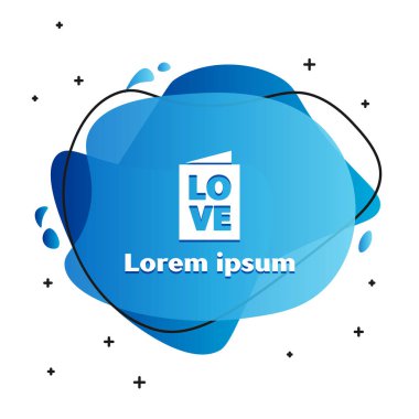 Beyaz Sevgililer Günü parti broşürü beyaz arka planda izole edilmiş. Kutlama için davetiye ya da tebrik kartı şablonu. Sıvı şekilli soyut pankart. Vektör İllüstrasyonu