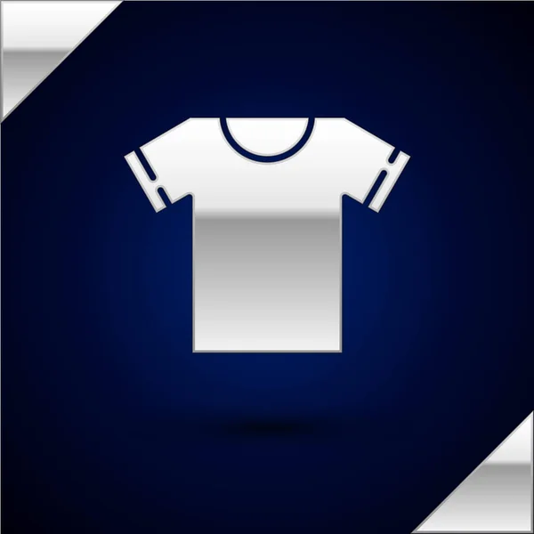Silver T-shirt ikon isolerad på mörkblå bakgrund. Vektor Illustration — Stock vektor