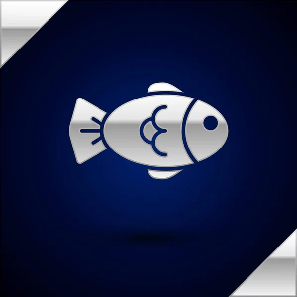 Icono de Silver Fish aislado sobre fondo azul oscuro. Ilustración vectorial — Vector de stock