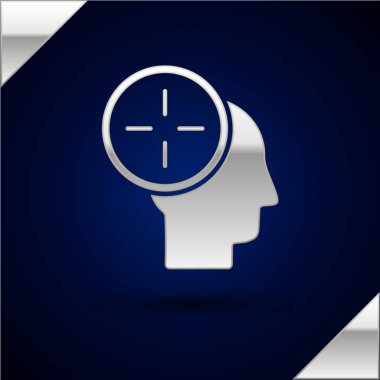 Gümüş Kafa avlanma konsepti simgesi koyu mavi arka planda izole edildi. İş hedefi ya da İş Bulma. İş için insan kaynakları ve adam toplama. Vektör İllüstrasyonu