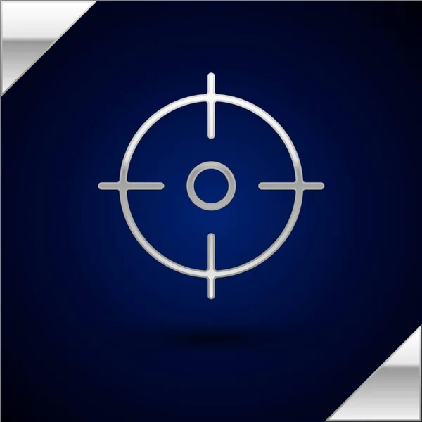 Silver Target sport icon isolated on dark blue background. Clean target with numbers for shooting range or shooting. Vector Illustration — ストックベクタ
