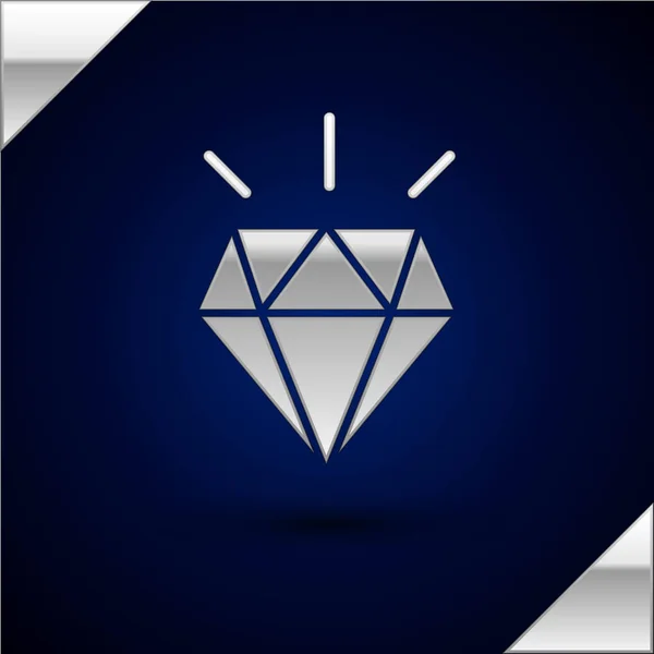 Dientes de diamante plateado icono aislado sobre fondo azul oscuro. Ilustración vectorial — Archivo Imágenes Vectoriales