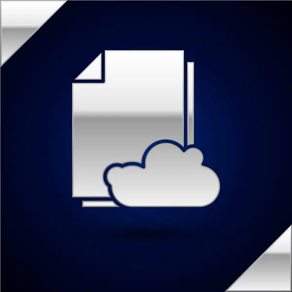 Silver Cloud storage text document icon isolated on dark blue background. Vector Illustration — 스톡 벡터