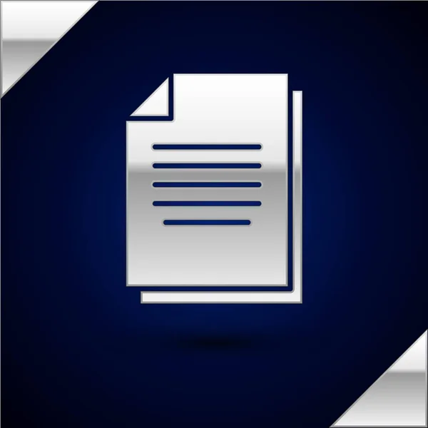 Иконка Серебряный Докумен выделена на темно-синем фоне. Значок файла. Reecklist icon. Бизнес-концепция. Векторная миграция — стоковый вектор