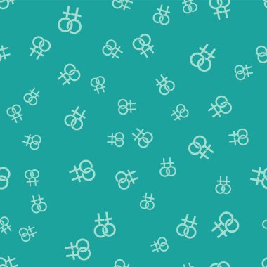 Yeşil Kadın cinsiyet sembolü simgesi yeşil arka plan üzerinde sorunsuz desen izole. Venüs sembolü. Bir kadın organizması ya da kadın için sembol. Vektör İllüstrasyonu