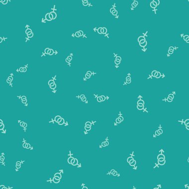 Yeşil Cinsiyet simgesi yeşil arka plan üzerinde sorunsuz desen izole. Kadın ve erkeğin sembolleri. Seks sembolü. Vektör İllüstrasyonu