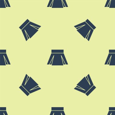 Blue Skirt icon isolated seamless pattern on yellow background. Vector Illustration