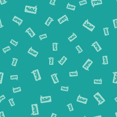 Green Seventy discount percent tag icon isolated seamless pattern on green background. Shopping tag sign. Special offer sign. Discount coupons symbol. Vector Illustration