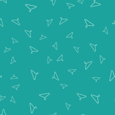 Yeşil Askı gardırop simgesi yeşil arka plan üzerinde sorunsuz desen izole. Vestiyer simgesi. Giysi servisi sembolü. Çamaşır askısı işareti. Vektör İllüstrasyonu