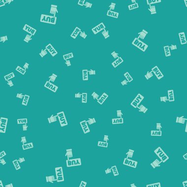 Green Buy düğme simgesi yeşil arkaplanda izole edilmiş pürüzsüz desen. Vektör İllüstrasyonu