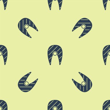 Mavi Balık bifteği ikonu sarı arka planda izole edilmiş pürüzsüz desen. Vektör İllüstrasyonu