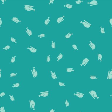 Yeşil kavrulmuş hindi ya da tavuk ikonu yeşil arka planda izole edilmiş pürüzsüz desen. Vektör İllüstrasyonu