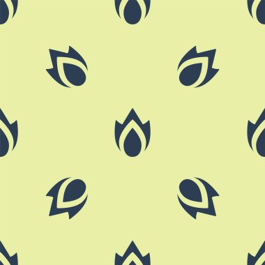 Mavi Ateş ikonu sarı arka planda izole edilmiş pürüzsüz desen. Isı sembolü. Vektör İllüstrasyonu