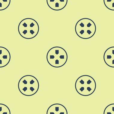 Mavi Gamepad simgesi sarı arkaplandaki kusursuz deseni izole etti. Oyun kontrolörü. Vektör İllüstrasyonu