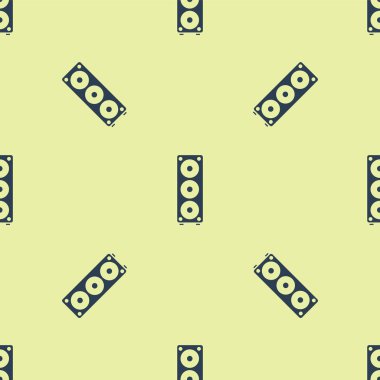 Mavi Stereo hoparlör ikonu sarı arkaplandaki kusursuz deseni izole etti. Ses sistemi hoparlörleri. Müzik ikonu. Müzikal sütun hoparlörü. Vektör İllüstrasyonu